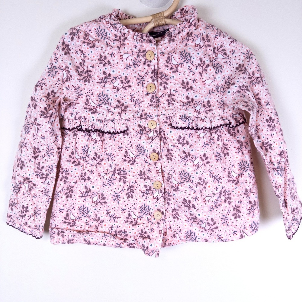 Sergent‎ Major Floral Goose Cardigan Kids 3T 98cm Pink Ruffle Button Front